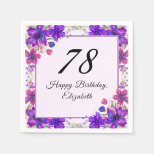 Elegant Floral Purple 78th Birthday Napkin