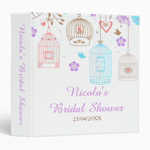 Elegant Floral Purple and Blue Bridal Shower Photo Binder