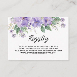 Elegant Floral Purple Bridal Shower Enclosure Card