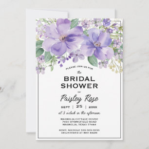 Elegant Floral Purple Bridal Shower Invitation