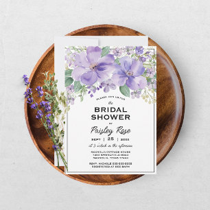 Elegant Floral Purple Bridal Shower Invitation