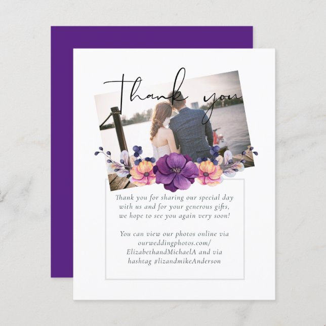 Elegant Floral Purple Orange Wedding (Front/Back)
