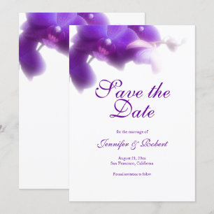 Elegant Floral Purple Orchid Save the Date Invitation