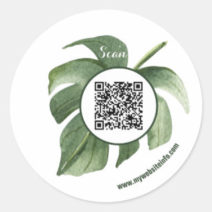 Elegant Floral QR Code Business Classic Round Sticker