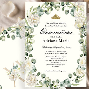 Elegant Floral Quinceanera Invitation Ivory Flower