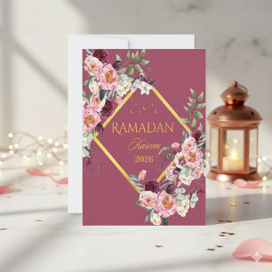 Elegant Floral Ramadan Kareem Greeting Card 