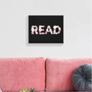 Elegant Floral READ Typography - Pastel Botanical  Canvas Print