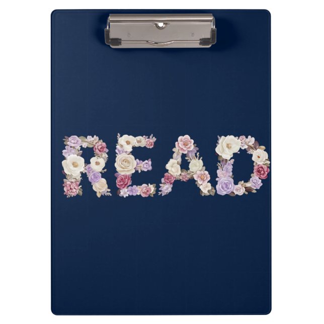 Elegant Floral READ Typography - Pastel Botanical  Clipboard (Front)
