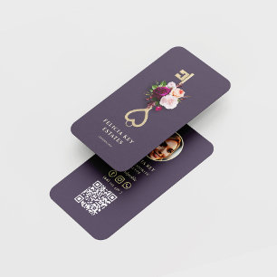 Elegant Floral Real Estate Agent Realtor Business Card