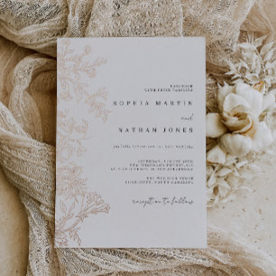 Elegant Floral Real Rose Gold Foil Wedding 