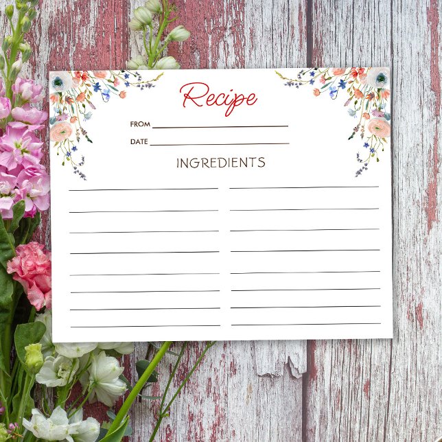Elegant Floral Recipe Card (Creator Uploaded)