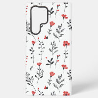 Elegant Floral – Red and Black Botanical Pattern