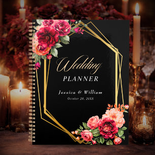 Elegant floral red black moody Romantic wedding Planner