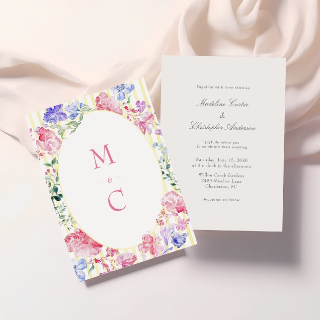 Elegant Floral Regency Monogram Wedding Invitation (Creator Uploaded)