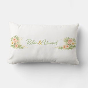 Elegant Floral Relax and Unwind Double-Sided Cott Lumbar Pillow