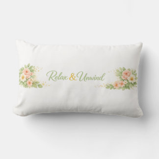 Elegant Floral Relax and Unwind Double-Sided Cott Lumbar Pillow