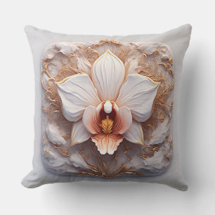 Elegant Floral Relief Design With Ornate Details Throw Pillow