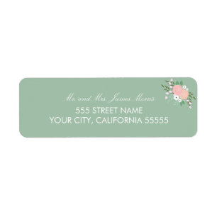 Elegant Floral Return Address Label - Mint