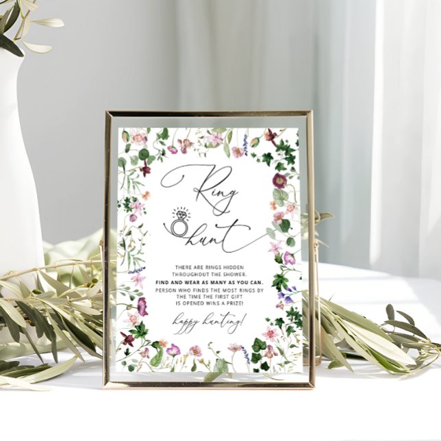 Elegant Floral Ring Hunt Bridal Shower Game Poster (Creator Uploaded)