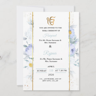 Elegant Floral Rokha Ceremony Invitation