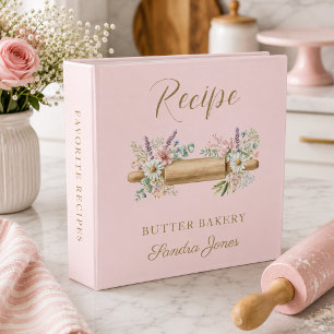 Elegant Floral Rolling Pin Bakery Binder