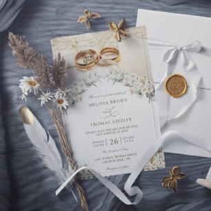 Elegant Floral Romantic Budget QR Code Wedding Invitation