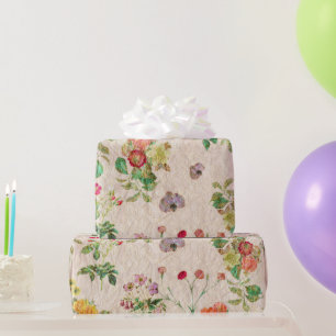 Elegant Floral Romantic Pink Wedding Wild Flower Wrapping Paper