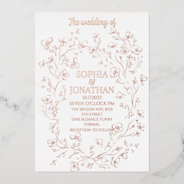 Elegant floral rose gold foil wedding (Front)