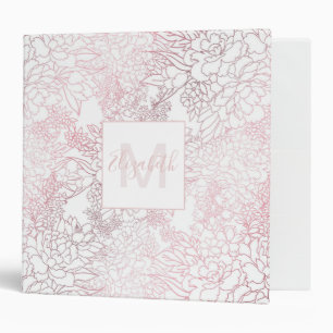 Elegant floral rose gold strokes doodles design binder