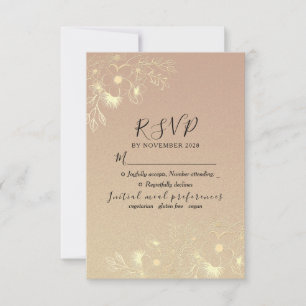 Elegant Floral Rose Gold Wedding RSVP Card