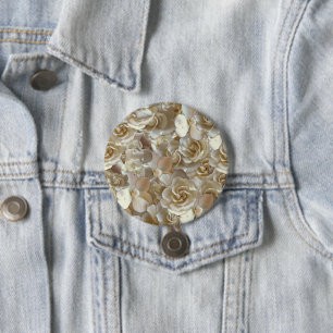 Elegant Floral Rose Petal Pattern 3 Inch Round Button