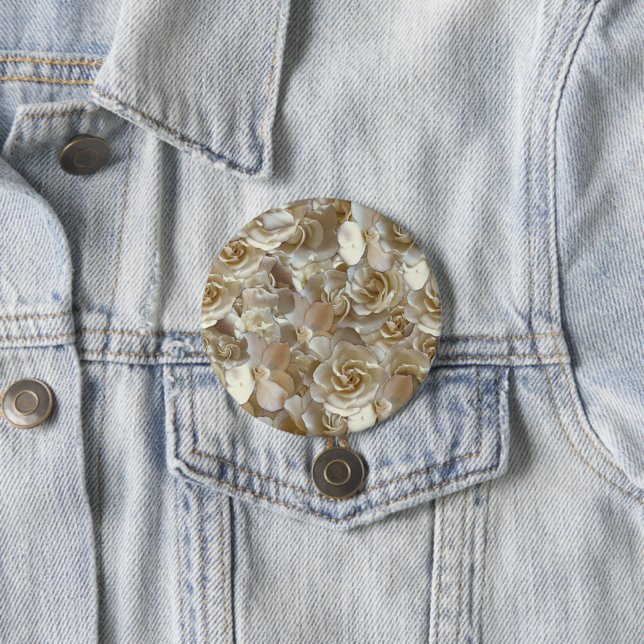 Elegant Floral Rose Petal Pattern  3 Inch Round Button (In Situ)