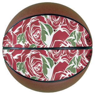 Elegant Floral Rose Petal Pattern Basketball