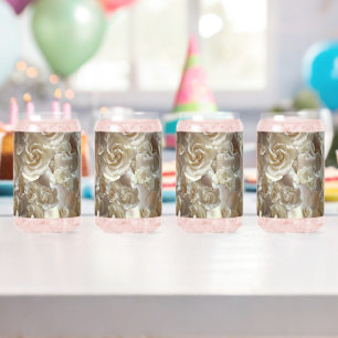 Elegant Floral Rose Petal Pattern  Can Glass
