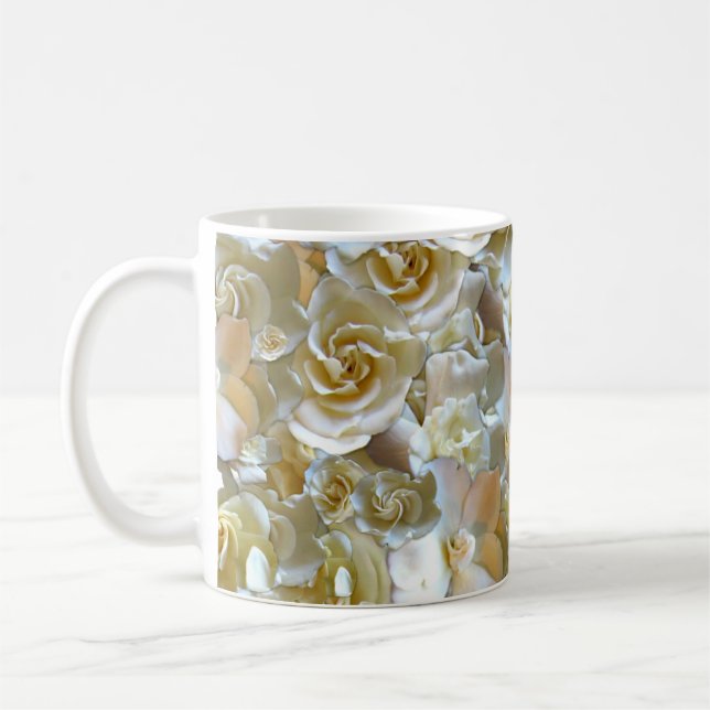Elegant Floral Rose Petal Pattern  Coffee Mug (Left)