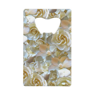 Elegant Floral Rose Petal Pattern Credit Card Bottle Opener