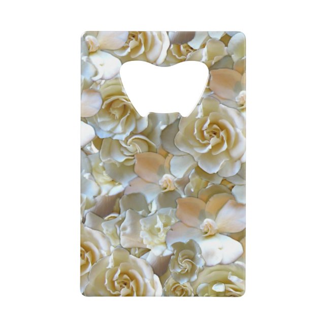 Elegant Floral Rose Petal Pattern  Credit Card Bottle Opener (Front)