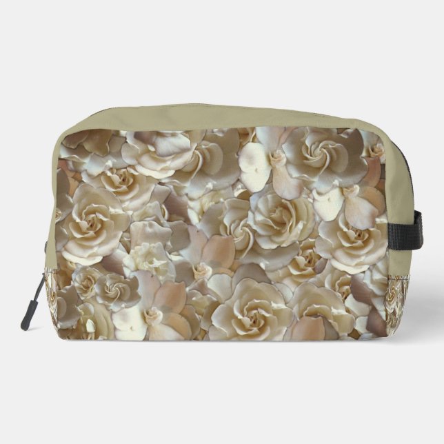 Elegant Floral Rose Petal Pattern  Dopp Kit (Back)