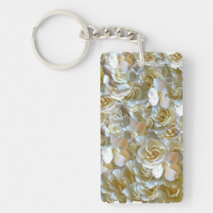 Elegant Floral Rose Petal Pattern Keychain
