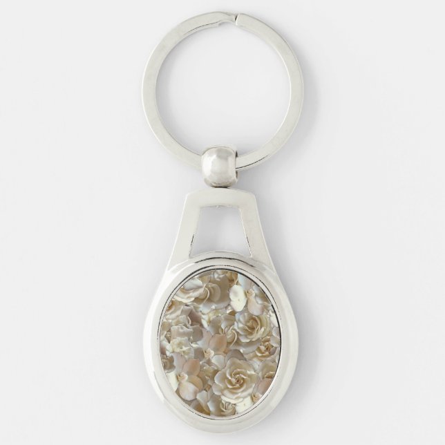 Elegant Floral Rose Petal Pattern  Keychain (Front)