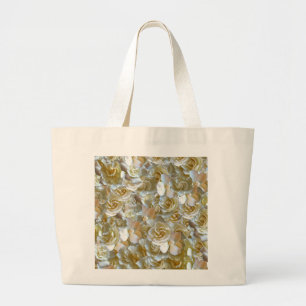 Elegant Floral Rose Petal Pattern Large Tote Bag