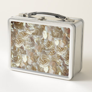 Elegant Floral Rose Petal Pattern Metal Lunch Box