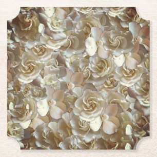 Elegant Floral Rose Petal Pattern  Paper Coaster