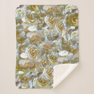 Elegant Floral Rose Petal Pattern  Sherpa Blanket