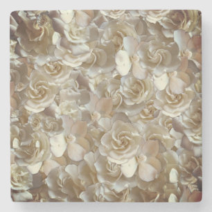 Elegant Floral Rose Petal Pattern  Stone Coaster
