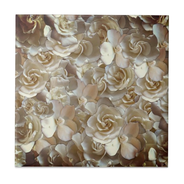 Elegant Floral Rose Petal Pattern  Tile (Front)