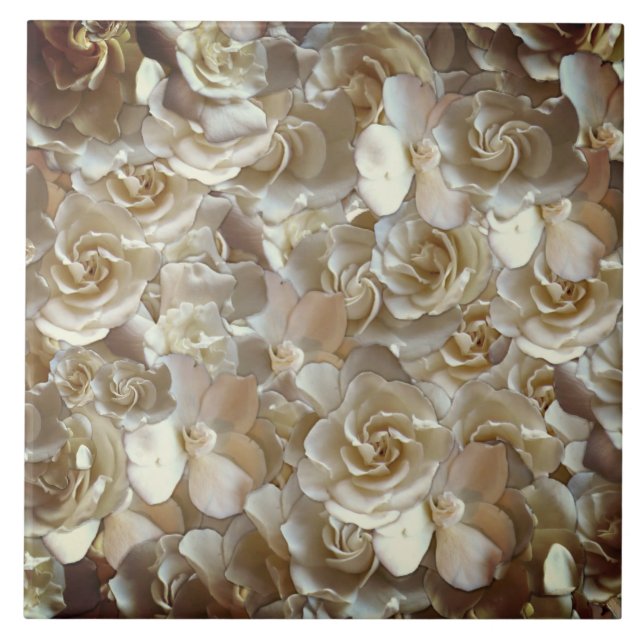 Elegant Floral Rose Petal Pattern  Tile (Front)