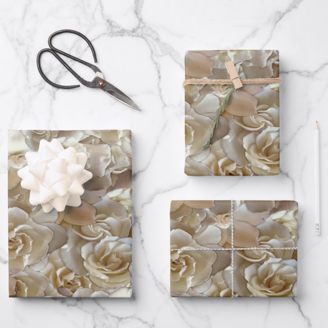 Elegant Floral Rose Petal Pattern  Wrapping Paper Sheet (Front)