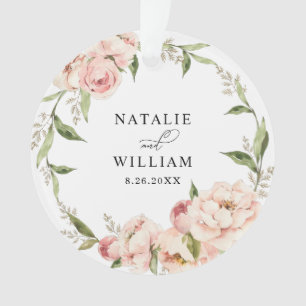 Elegant Floral Rose Pink Wedding Ornament