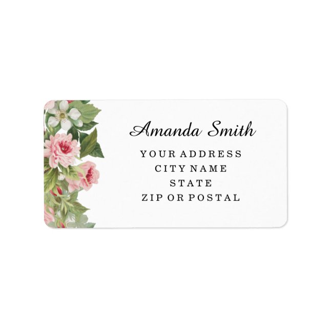 Elegant floral rose summer address labels (Front)